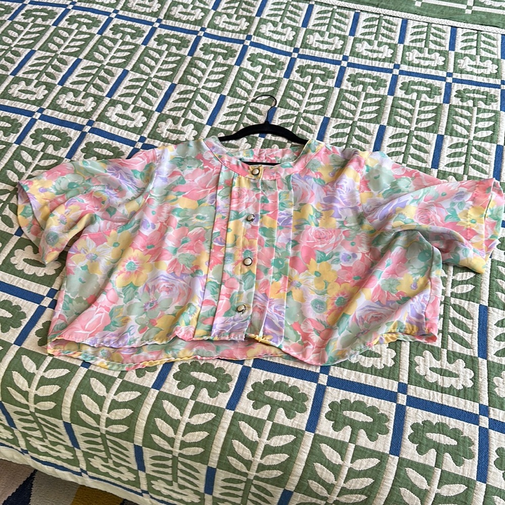 vintage pastel polyester blouse